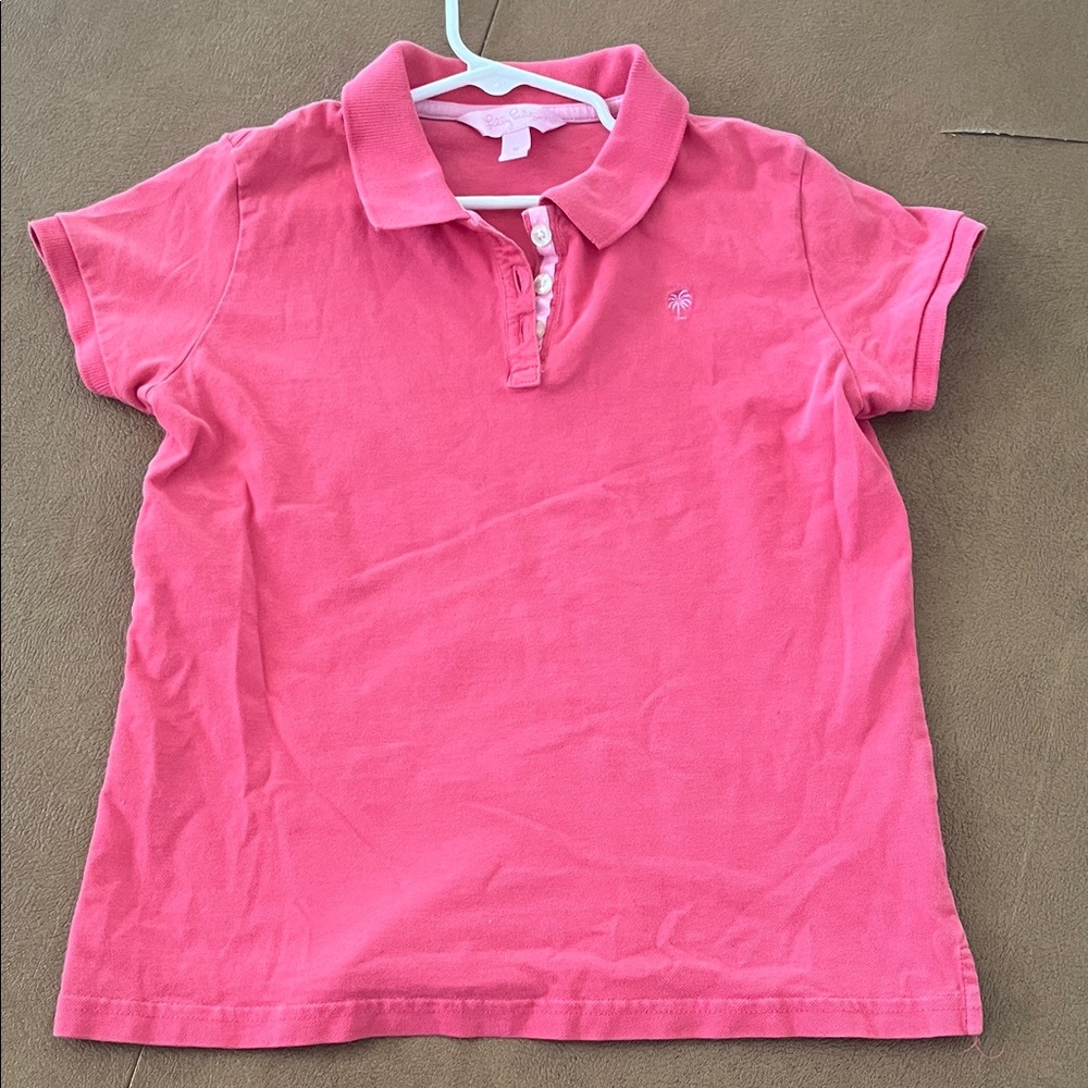 Lilly Pulitzer  Pink Kids Polo Shirt Sz 14